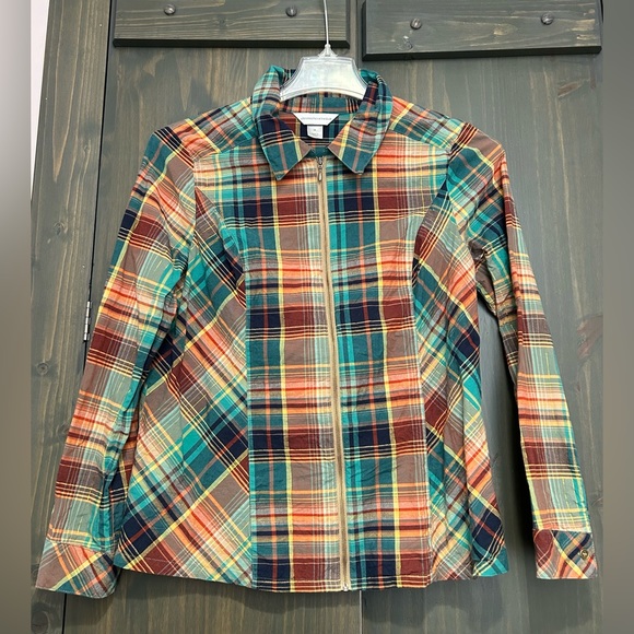 Christopher & Banks zip up flannel shirt size M - Picture 2 of 6